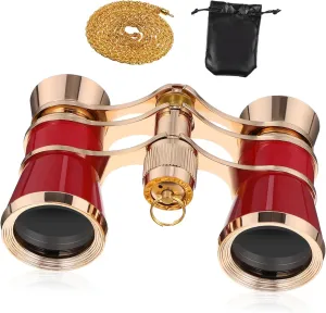 1 Set Red Chain Clause Cotton Storage Bag Vintage Nautical Binoculars Travel Binocular Metal Binoculars Opera Glasses with Chain Theater Telescope Compact Binoculars