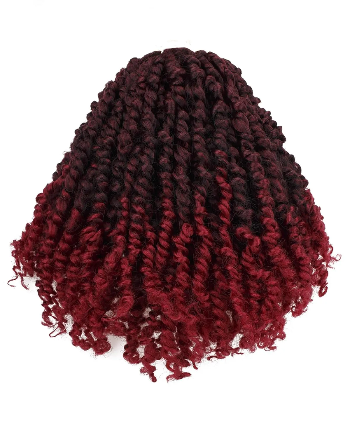 10 Inch 7 Packs Pre Looped Pretwisted Passion Twist Crochet Hair for Black Women and Kids-Ombre Burgundy,Soft Hair Extensions Braided by Synthetic Spring Kinky Twist Bohemian Curl(10"-7 Packs,T1B/BUG)