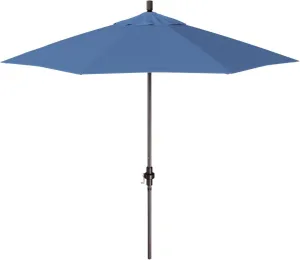 108'' Round Octagonal Outdoor Patio Umbrella Market Style with Adjustable Collar Tilt & Crank Lift | Solid Frost Blue Color Bronze Pole Olefin Fabric Canopy | Durable All Weather UV Fade Resistant
