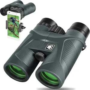 10x42 Binoculars for Adults with Smartphone Adapter, BAK4 Prism and FMC Lens, HD Professional Binoculars for Bird Watching Travel Stargazing Hunting Wildlife Watching Outdoor Concerts Sports
