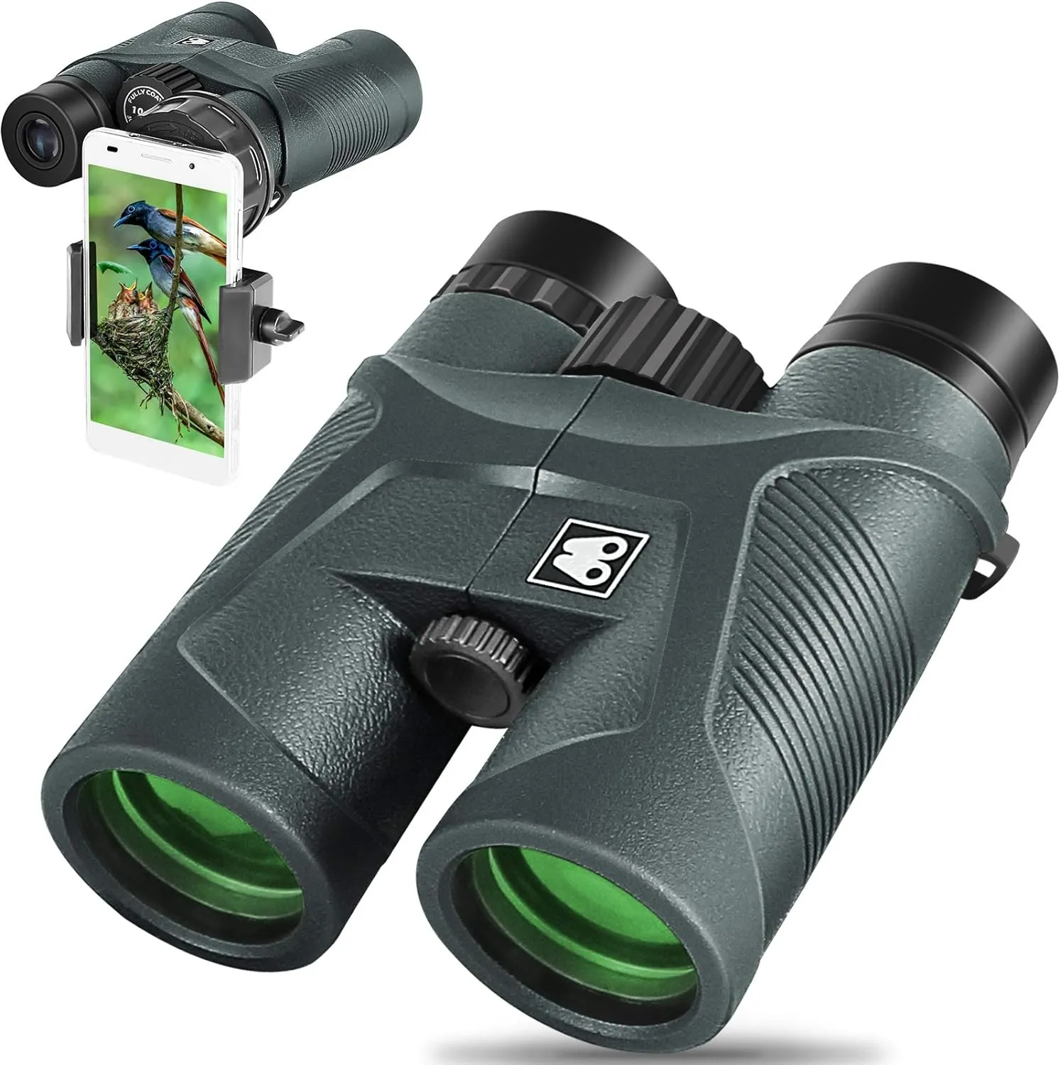 10x42 Binoculars for Adults with Smartphone Adapter, BAK4 Prism and FMC Lens, HD Professional Binoculars for Bird Watching Travel Stargazing Hunting Wildlife Watching Outdoor Concerts Sports