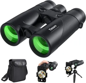10x42 HD Binoculars for Adults High Powered: Timorn Powerful Binoculars for Bird Watching with Phone Adapter Tripod, Waterproof Fogproof Lightweight Binocular for Birding, Hiking,Travel, Sports