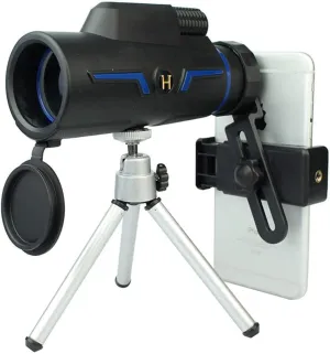10X42 Monocular Binoculars, Low-Light Night Vision HD Binoculars Waterproof Portable, with Smartphone Adapter and Tripod, Suitable for Hunting, Hiking, Travel