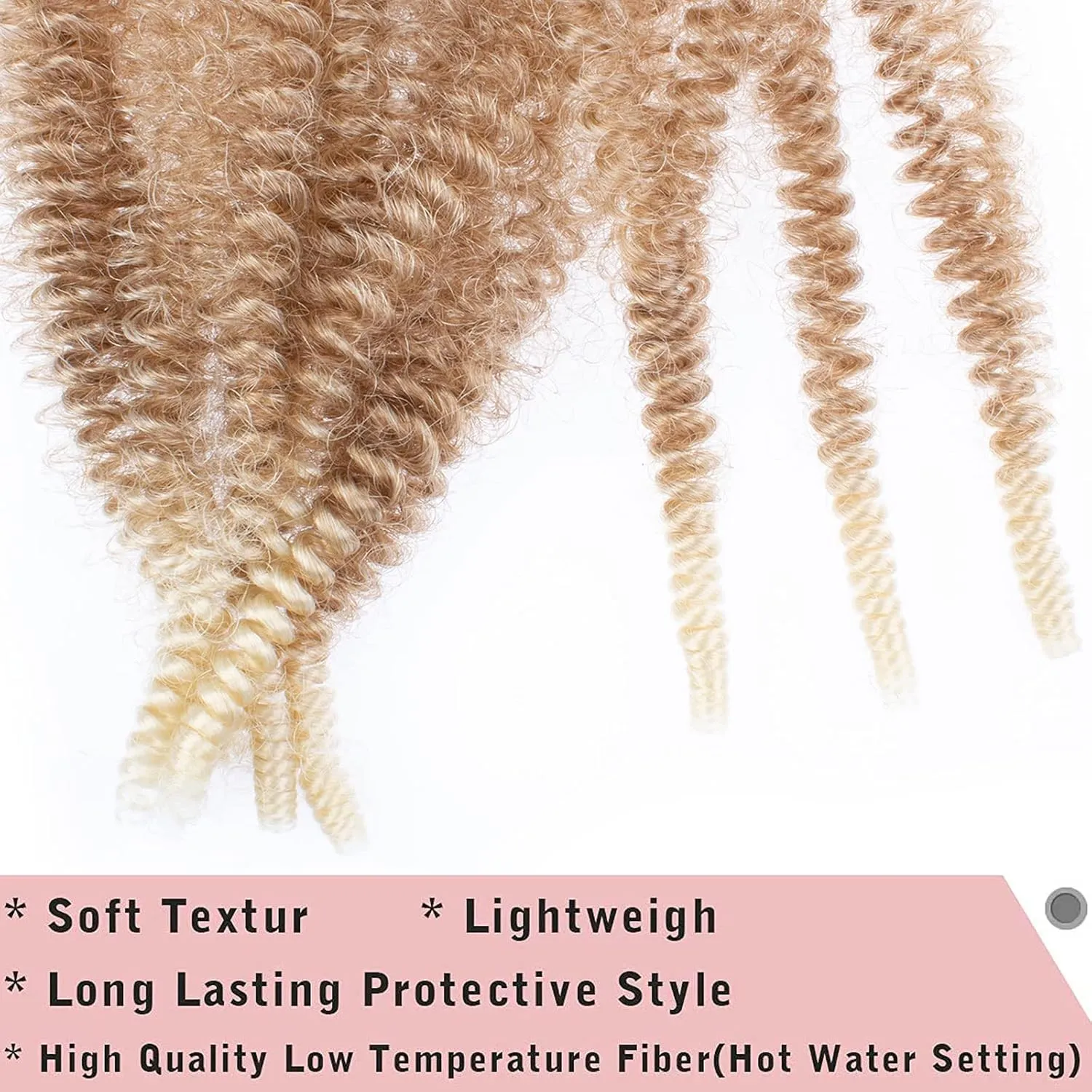 12 Inch Pre-Separated Springy Afro Twist Hair 8 Packs Spring Twist Crochet Braiding Hair For Butterfly Soft Locs Light Brown/Blonde Synthetic Marley Twist Hair For Women(8 Strands/Pack,T27613#)