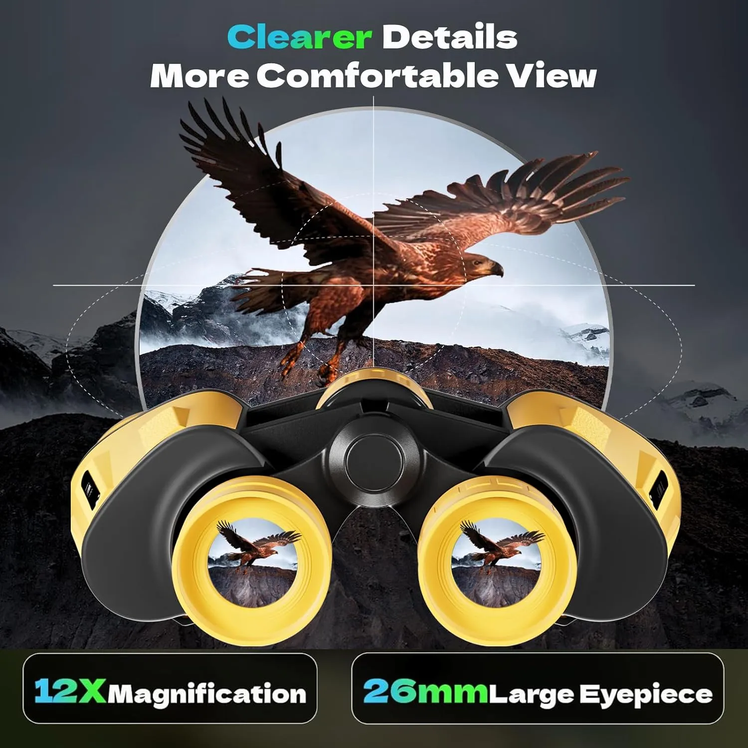 12x40 HD Binoculars for Adults and Kids High Powered, Clear Large View & Low Light Night Vision, Waterproof Binoculars for Hunting, Birds Watching, Cruise Ship, Theaters, Travel and Stargazing