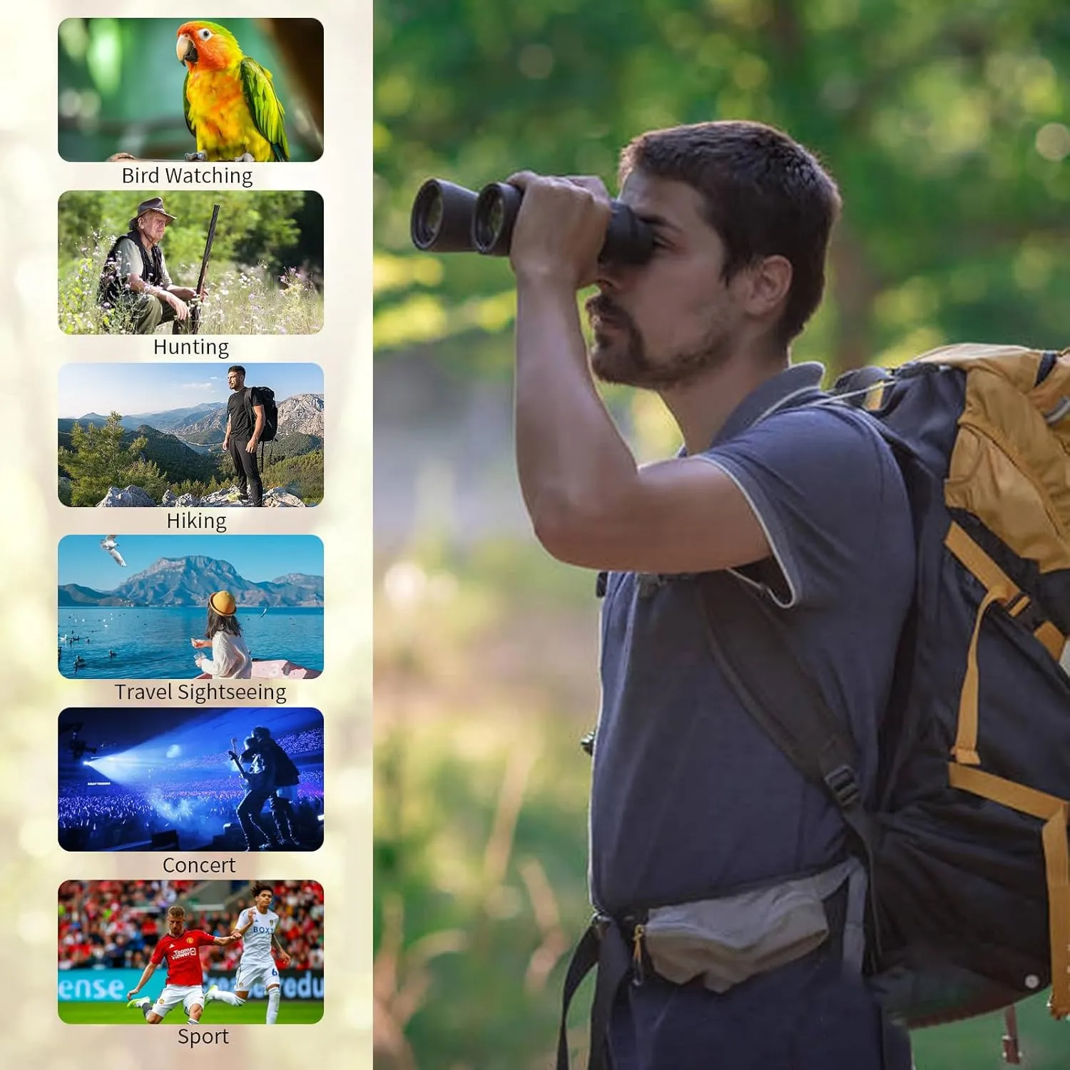 12x40 HD Compact Binoculars for Kids and Adults High Powered Quality,Super Large View Binoculars with Low-Light Night Vision,Waterproof and Lightweight Binoculars for Hunting Travel Bird Watching