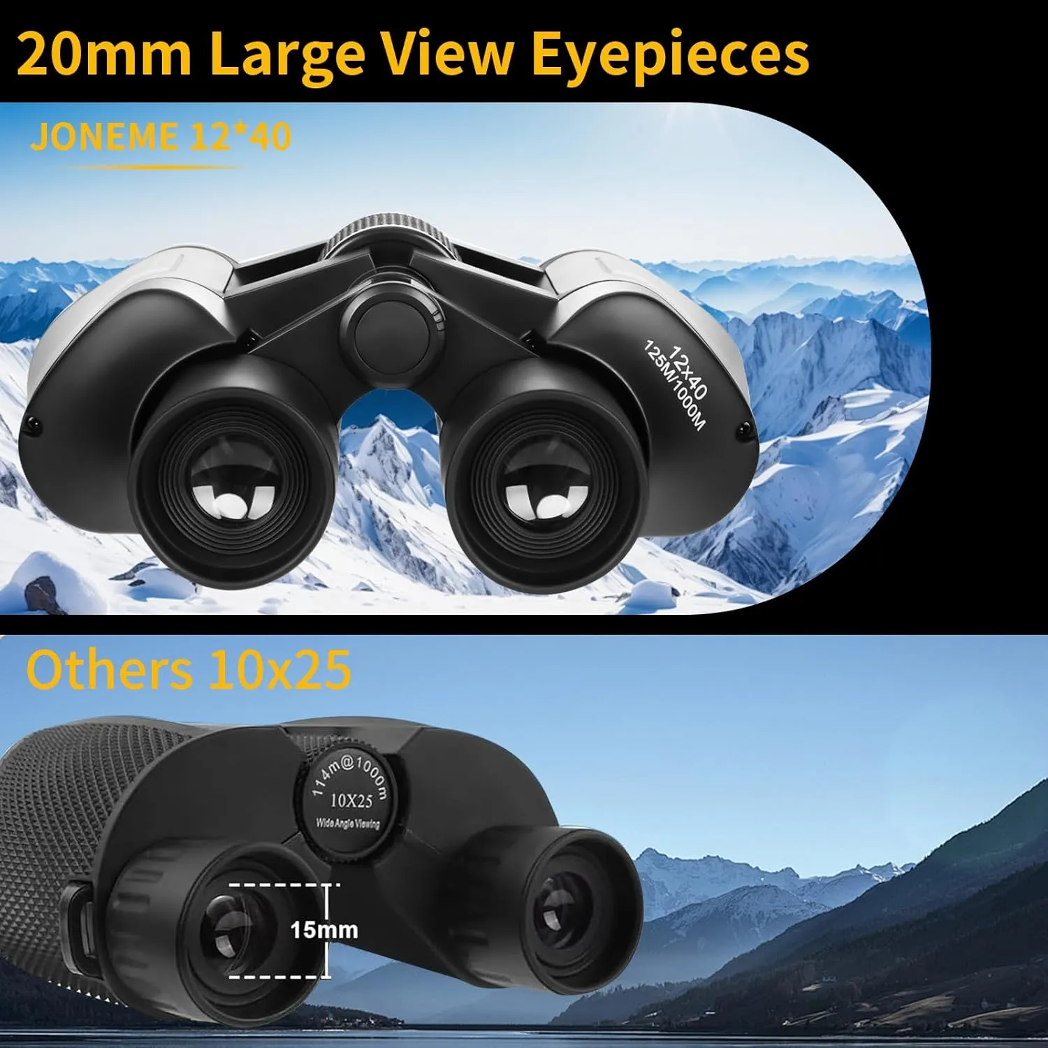 12x40 HD Compact Binoculars for Kids and Adults High Powered Quality,Super Large View Binoculars with Low-Light Night Vision,Waterproof and Lightweight Binoculars for Hunting Travel Bird Watching