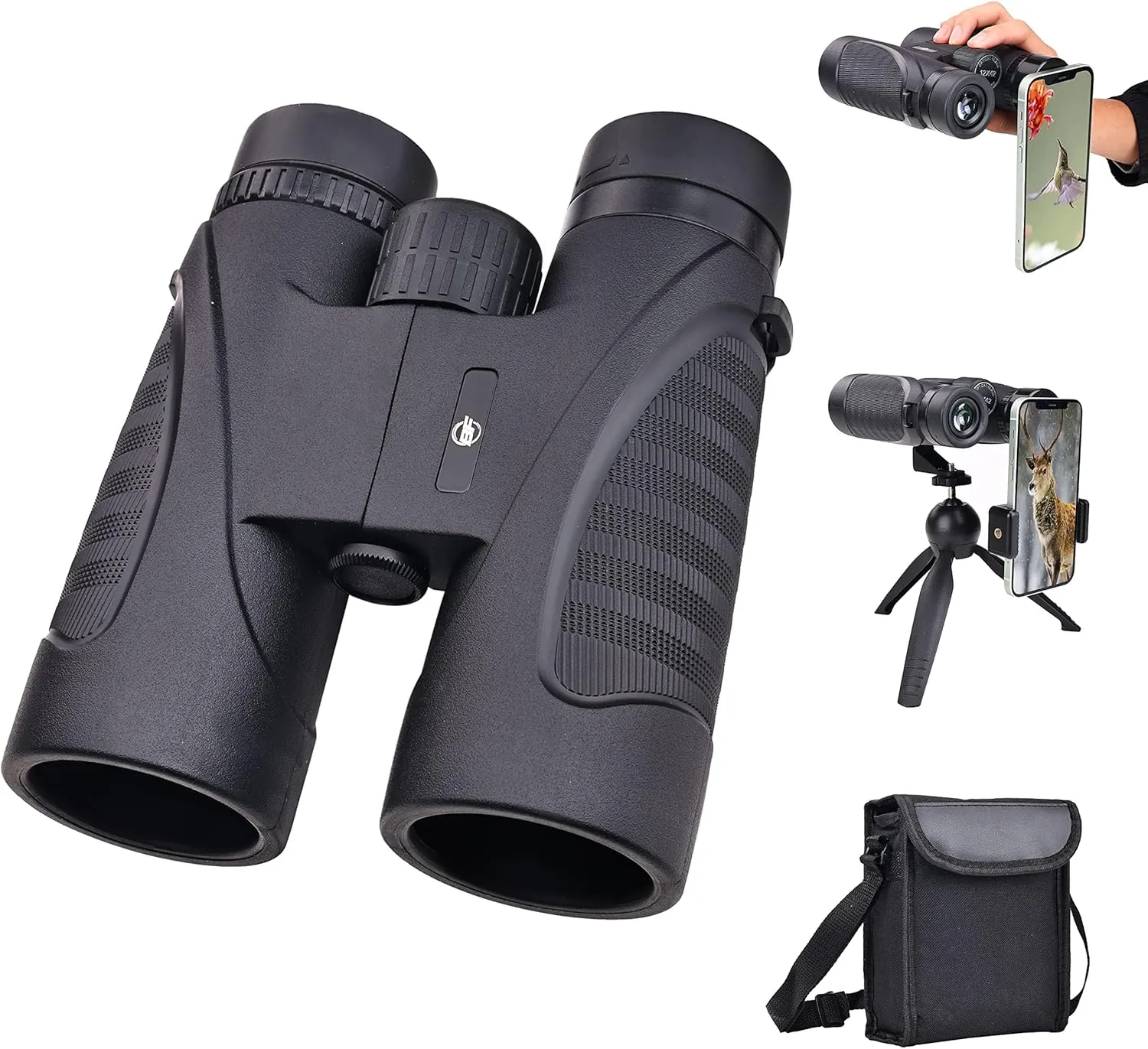 12x42 HD Binoculars for Adults, High Powered Lightweight Pocket Binoculars with Phone Adapter Tripod Adapter and Storage Bag, Compact Telescope for Bird Watching, Hunting, and Traveling