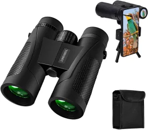 12x42 HD High-Powered Binoculars for Adults - Professional Grade with Advanced Tripod & Phone Adapter, Waterproof Design for Outdoor Travel, Hunting, Birdwatching, and Cruises