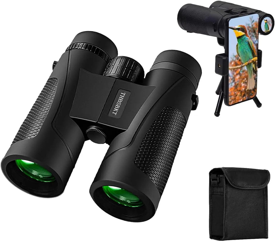 12x42 HD High-Powered Binoculars for Adults - Professional Grade with Advanced Tripod & Phone Adapter, Waterproof Design for Outdoor Travel, Hunting, Birdwatching, and Cruises