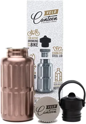 13.5 Oz, Fits in Bicycle Bottle Cage, 2 Lids (Straw Lid), Copper Color, Double Walled Vacuum Insulated Stainless Steel, Coffee Bottle