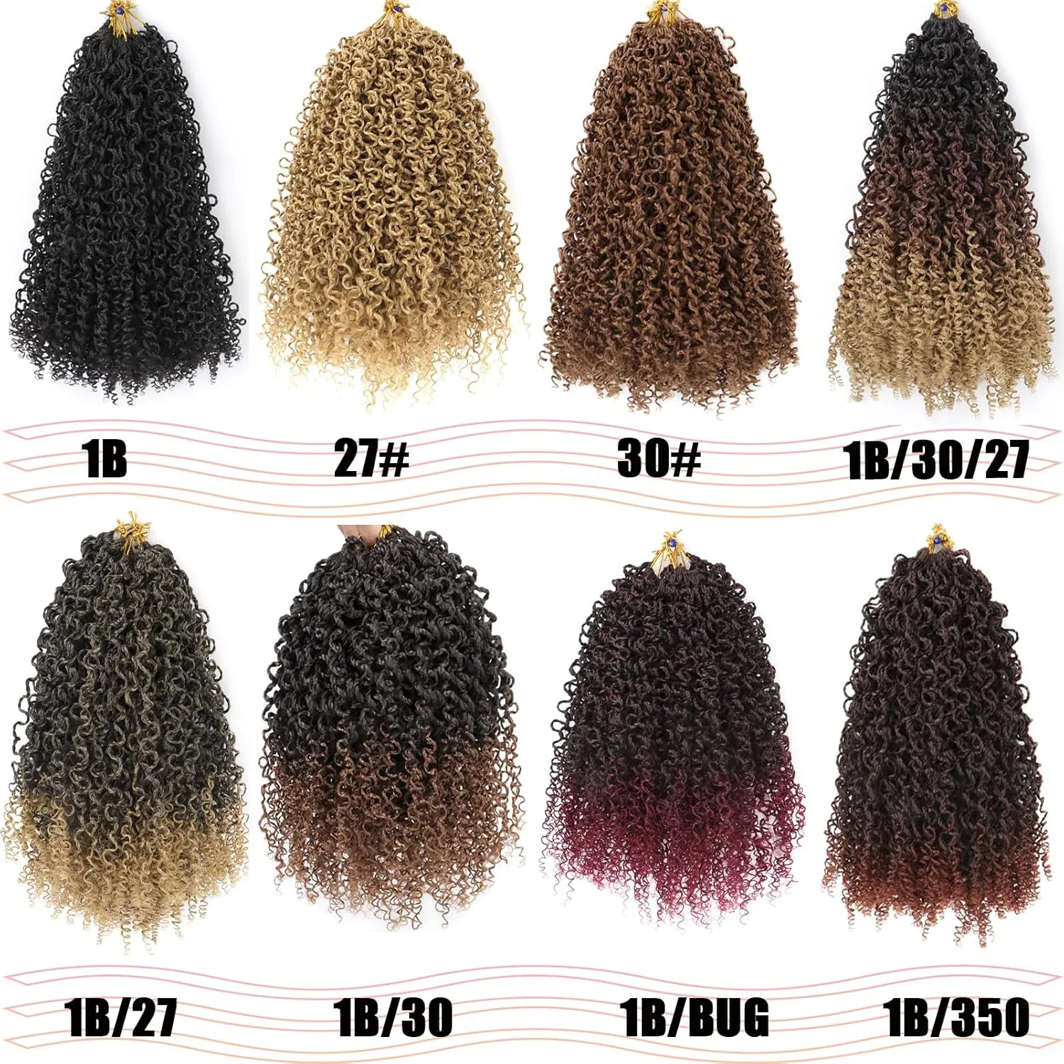14 Inch Yanky Twist Crochet Hair 8 Packs Pre-twisted Ombre Honey Blonde Kinky Mini Spring Twist Small Curly Senegalese Twist Braids (1B/27#)