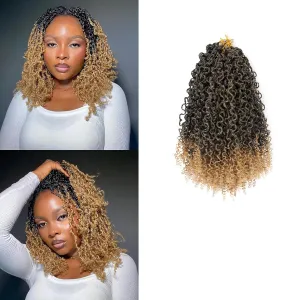 14 Inch Yanky Twist Crochet Hair 8 Packs Pre-twisted Ombre Honey Blonde Kinky Mini Spring Twist Small Curly Senegalese Twist Braids (1B/27#)