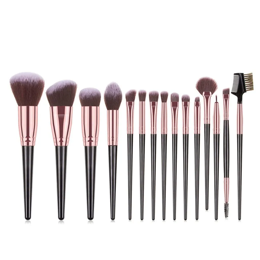 15 Brushes Set Large Loose Powder Brush Blush Eye Shadow Brush Beauty Makeup Tools(D)