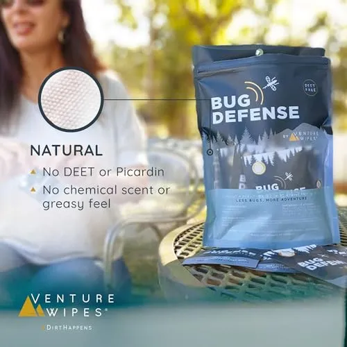 15pcs Natural Mosquito Repellent Wipes-DEET-Free,Long-Lasting Bug Repellent w/ Citronella