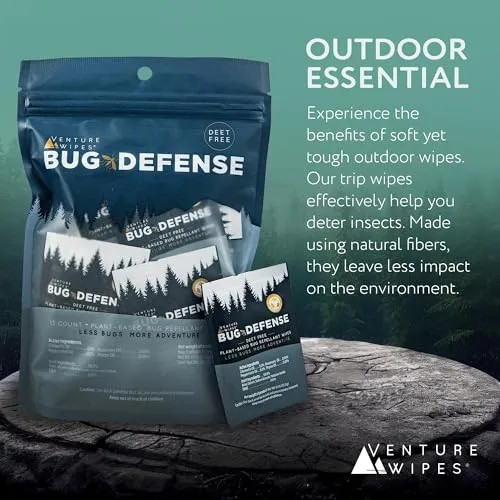 15pcs Natural Mosquito Repellent Wipes-DEET-Free,Long-Lasting Bug Repellent w/ Citronella