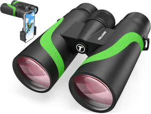 15x55 HD Binoculars for Adults High Powered,8° Wide Angle Binoculars,367/1000yds,BAK4 Prism FMC Lens,IPX7 Waterproof Binoculars for Bird Watching Hiking Travel Sports with Phone Adapter(Green)