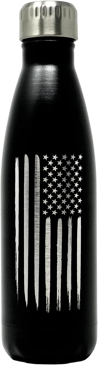 17oz American Flag Double Wall Vacuum Insulated Stainless Steel Flag Water Bottle – Great for Gym or Outdoor Sports | Flag 17oz Water Bottle