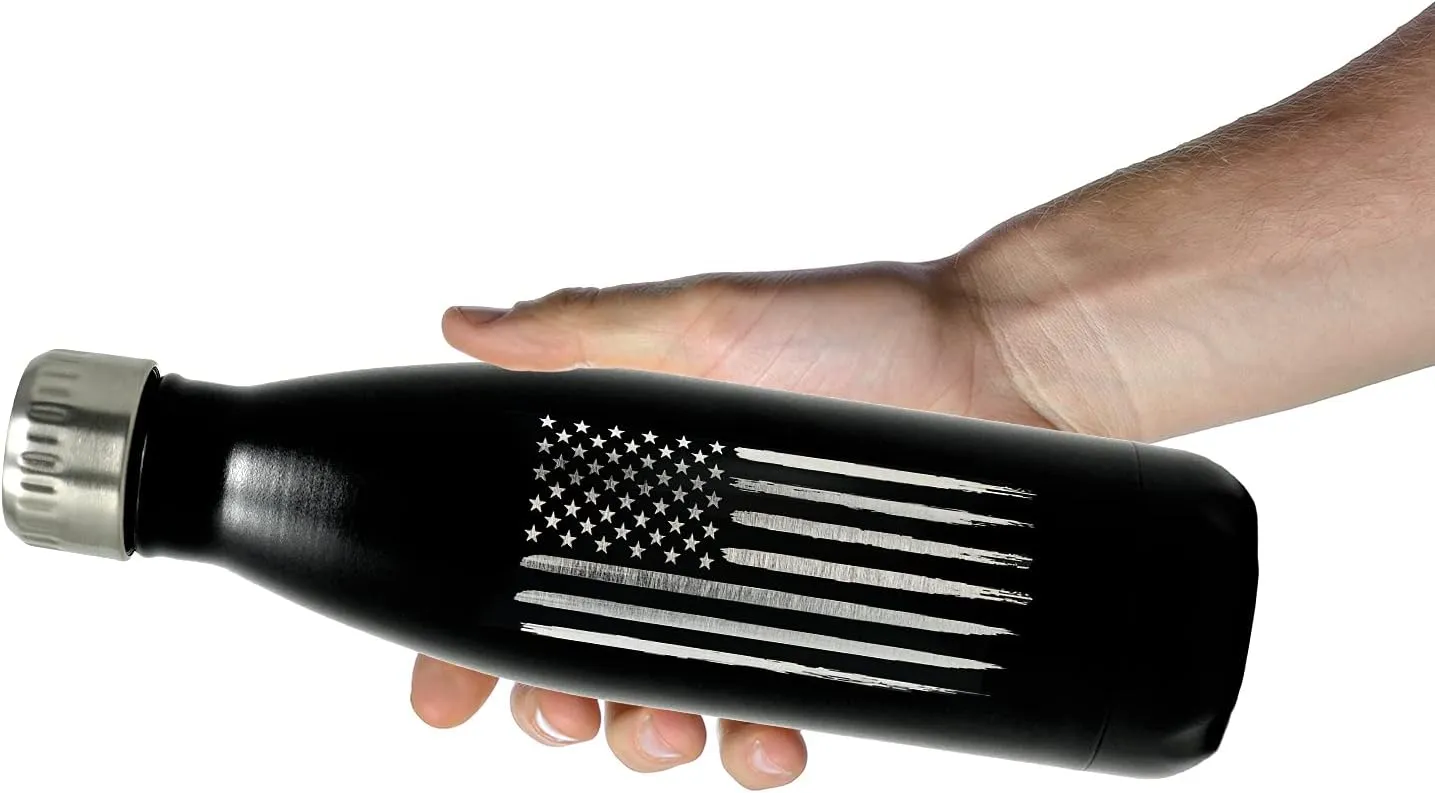 17oz American Flag Double Wall Vacuum Insulated Stainless Steel Flag Water Bottle – Great for Gym or Outdoor Sports | Flag 17oz Water Bottle