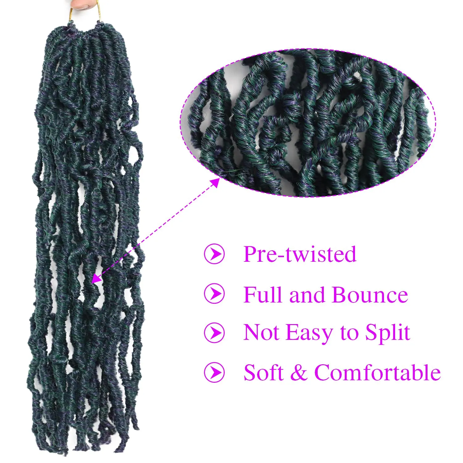 18 Inch Faux Locs Crochet Hair 6 Packs Soft Locs Crochet Hair M1B/Green Crochet Hair for Black Women Synthetic Crochet Braids Hair Extensions (18Inch, 6Packs, M1B/Green)