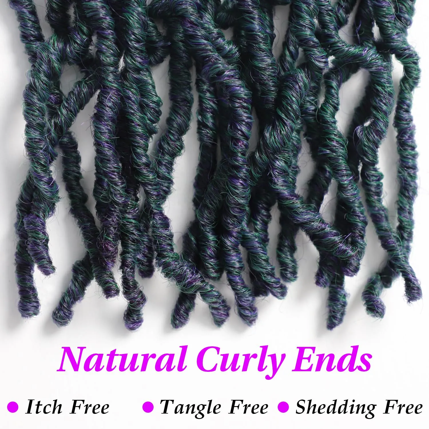 18 Inch Faux Locs Crochet Hair 6 Packs Soft Locs Crochet Hair M1B/Green Crochet Hair for Black Women Synthetic Crochet Braids Hair Extensions (18Inch, 6Packs, M1B/Green)