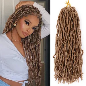 18 Inch Faux Locs Crochet Hair Soft Locs Crochet Braids 6 Packs/lot Natural Goddess Locs Dreadlocs Synthetic Hair Pre Looped Locs Braiding Hair for Women (18 Inch, 27#)