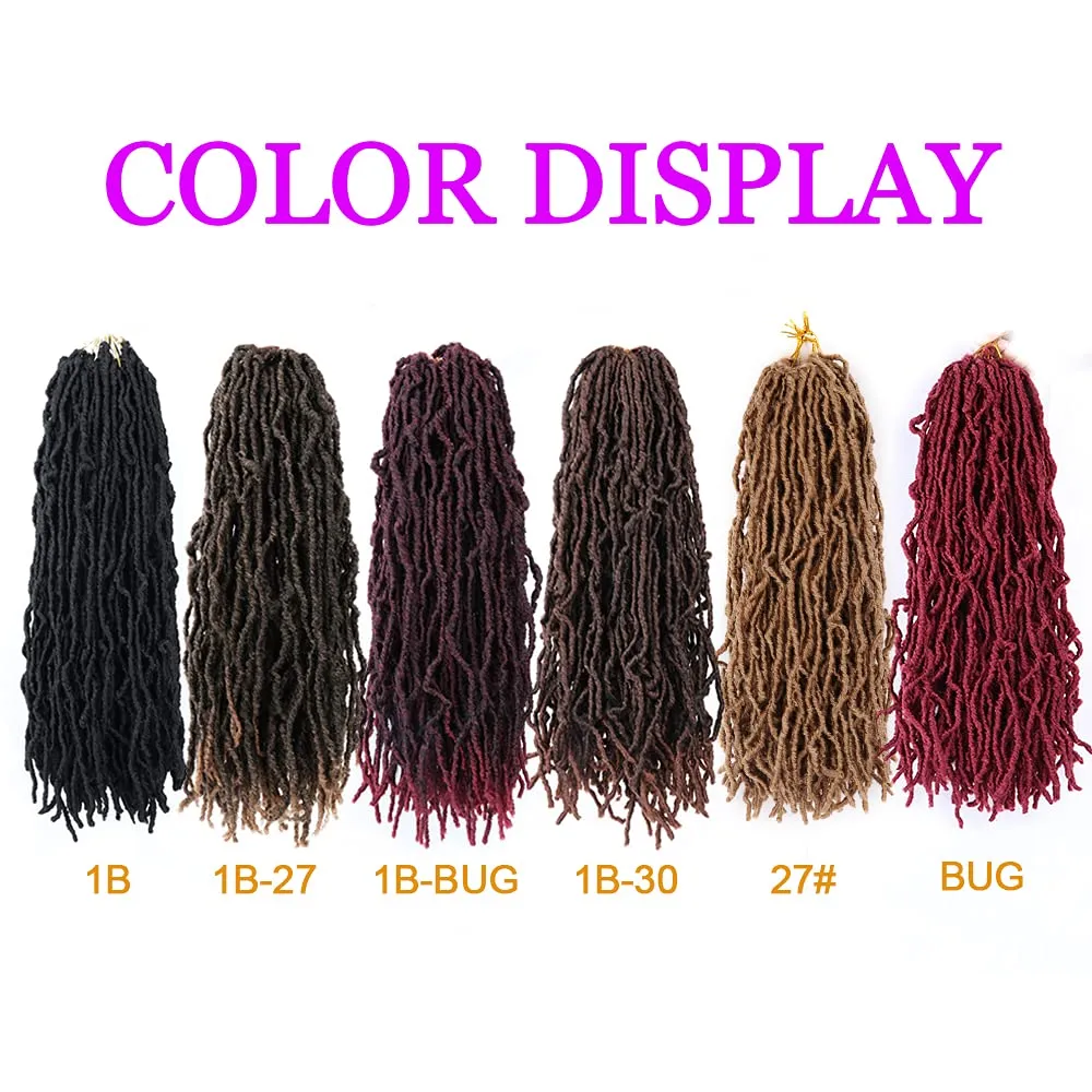 18 Inch Faux Locs Crochet Hair Soft Locs Crochet Braids 6 Packs/lot Natural Goddess Locs Dreadlocs Synthetic Hair Pre Looped Locs Braiding Hair for Women (18 Inch, 27#)