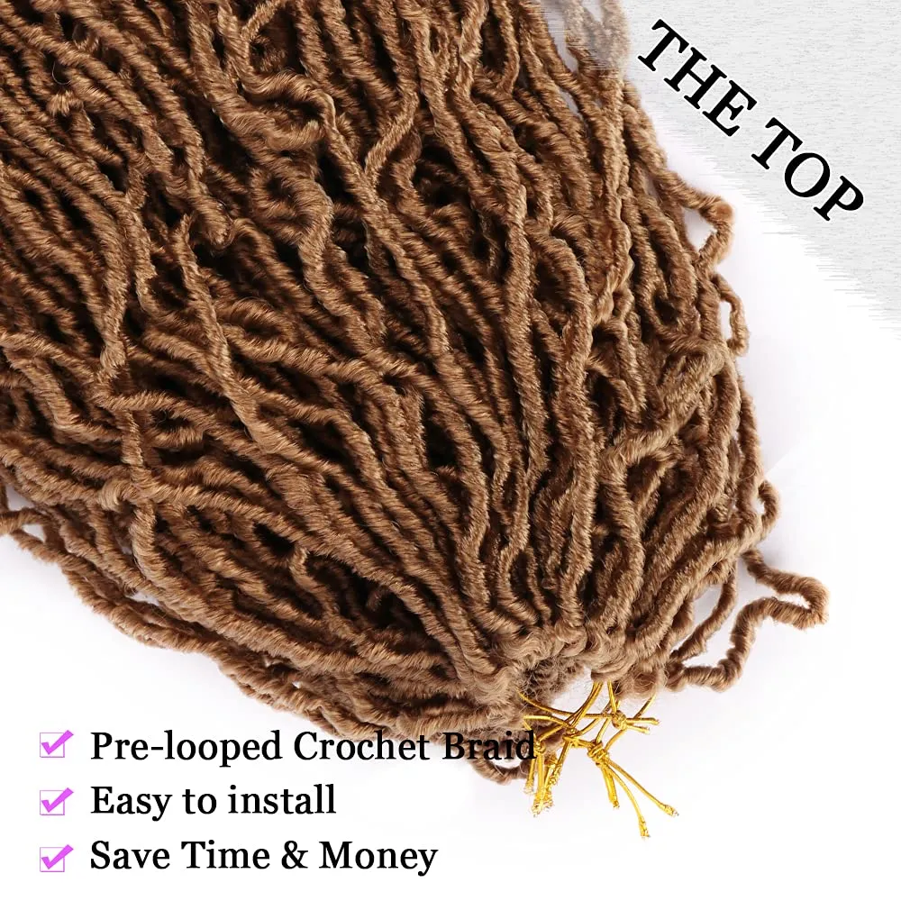 18 Inch Faux Locs Crochet Hair Soft Locs Crochet Braids 6 Packs/lot Natural Goddess Locs Dreadlocs Synthetic Hair Pre Looped Locs Braiding Hair for Women (18 Inch, 27#)