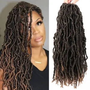 18 Inch New Faux Locs Crochet Hair Soft Locs Crochet Hair Extension Faux Locs Synthetic Crochet Hair for Women 6 Packs/Lot 126 Strands (18 Inch, T1B/27)