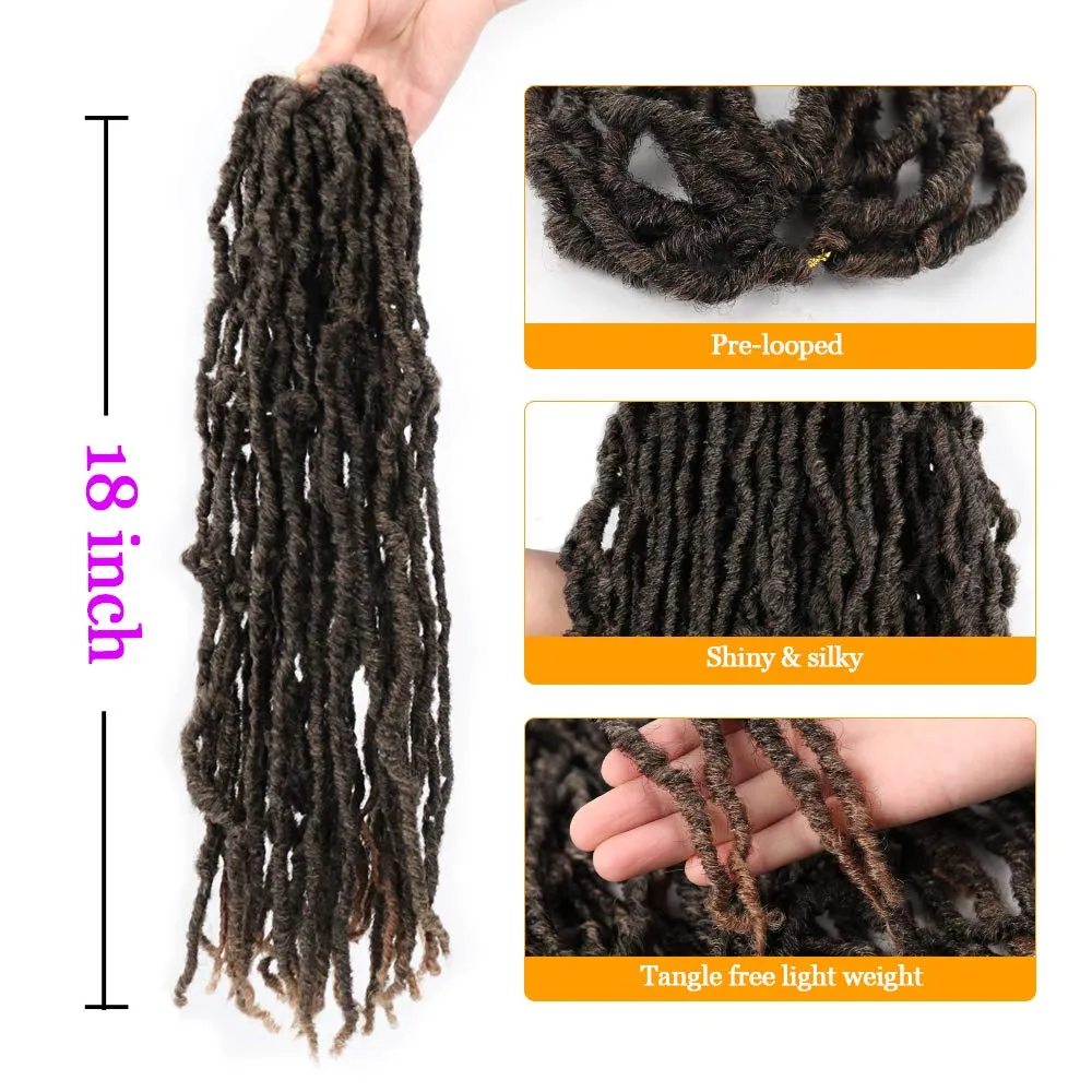 18 Inch New Faux Locs Crochet Hair Soft Locs Crochet Hair Extension Faux Locs Synthetic Crochet Hair for Women 6 Packs/Lot 126 Strands (18 Inch, T1B/27)