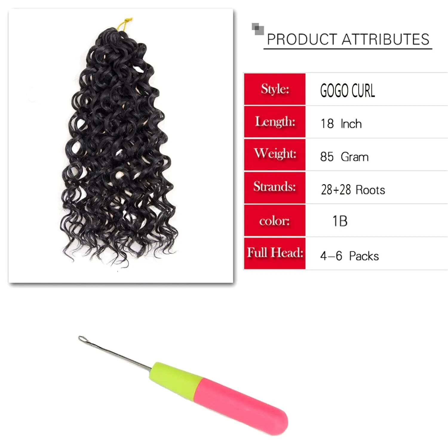 18inch Synthetic Deep Twist Crochet hair Bohemian Crochet Braids Natural Black Deep Wave Braiding hair Extensions (5Packs,1B)