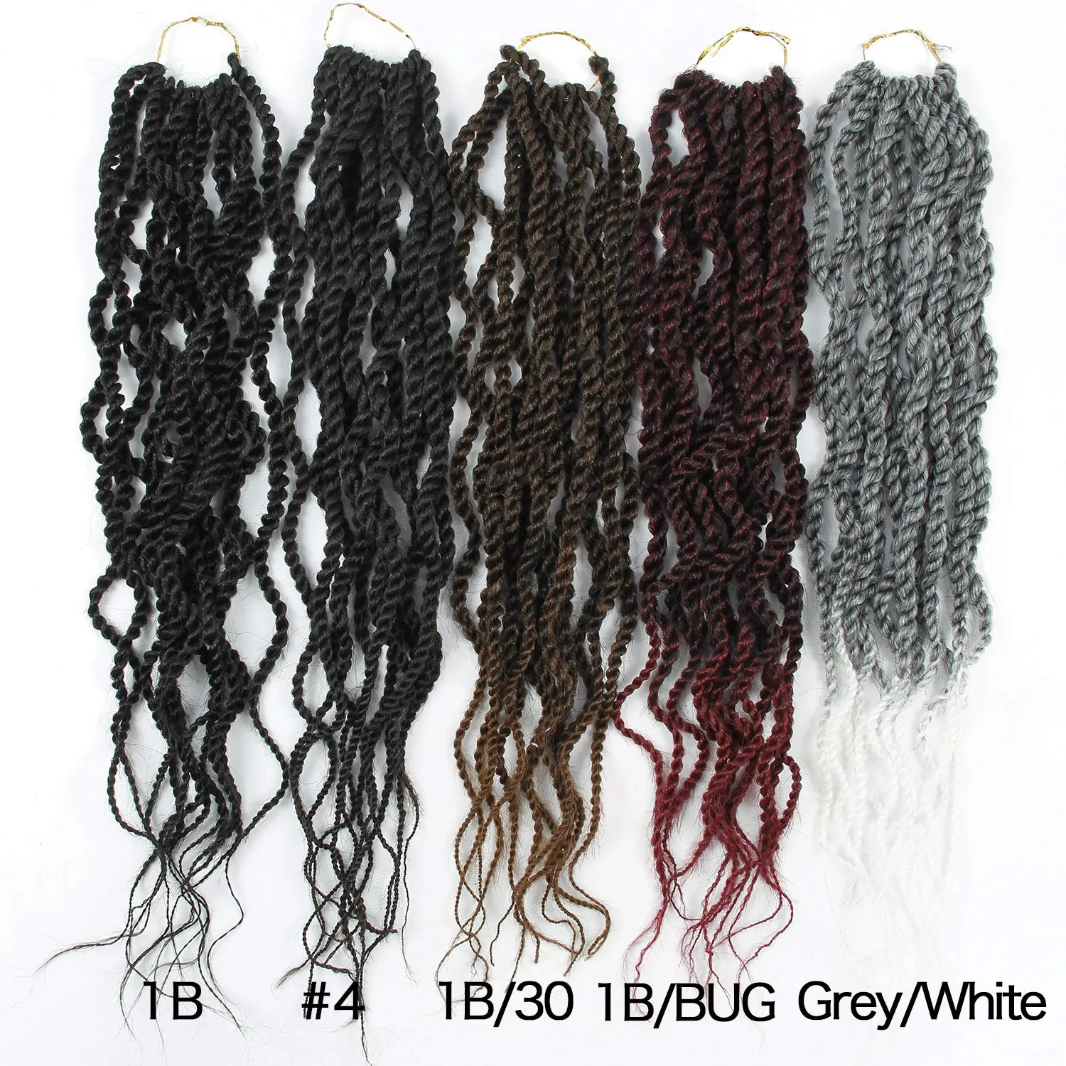 18Inch Wavy Senegalese Twist Crochet Hair Braids Wavy Ends Synthetic Hair Extension Curly Crochet Twist Braiding Hair (6Packs,#1B)