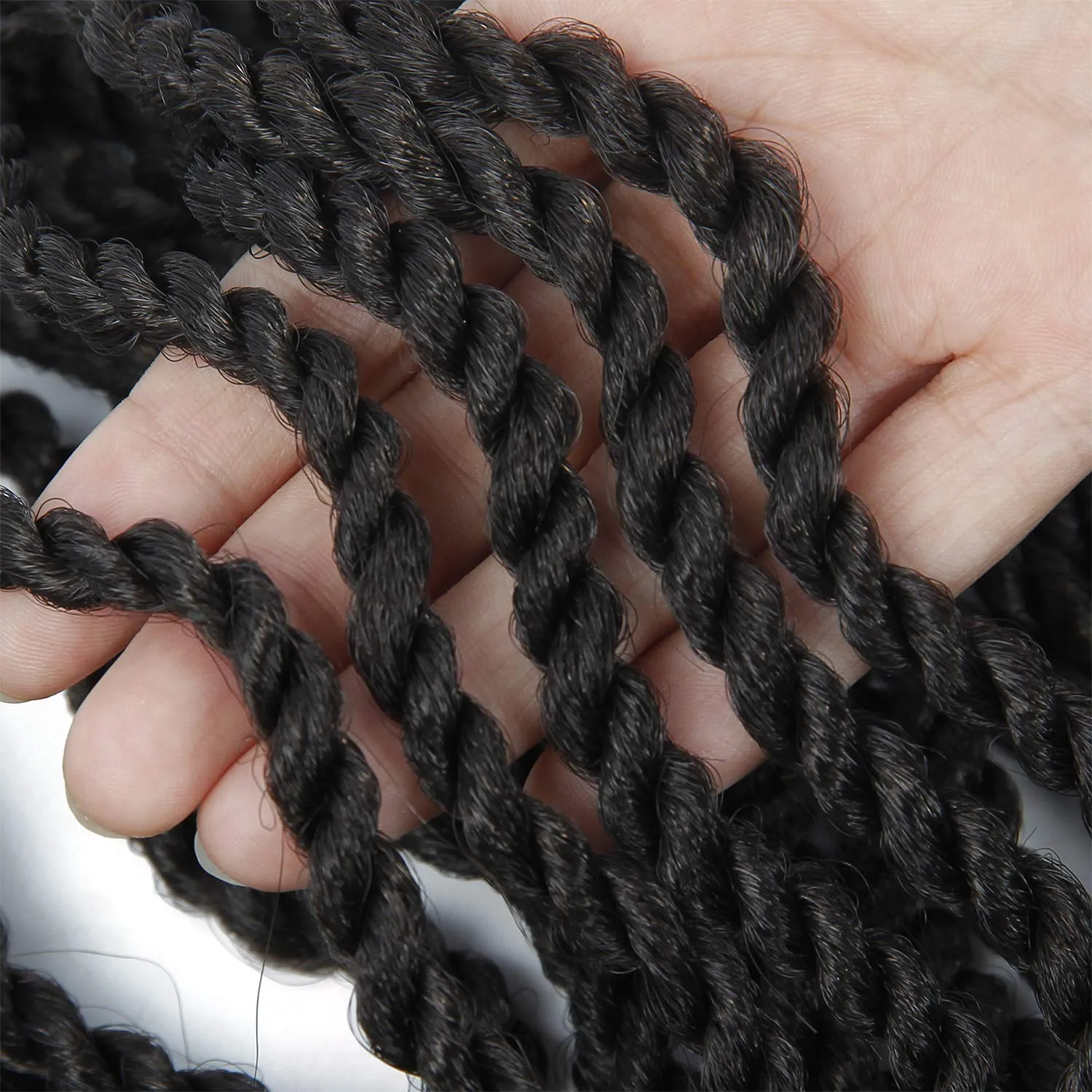 18Inch Wavy Senegalese Twist Crochet Hair Braids Wavy Ends Synthetic Hair Extension Curly Crochet Twist Braiding Hair (6Packs,#1B)