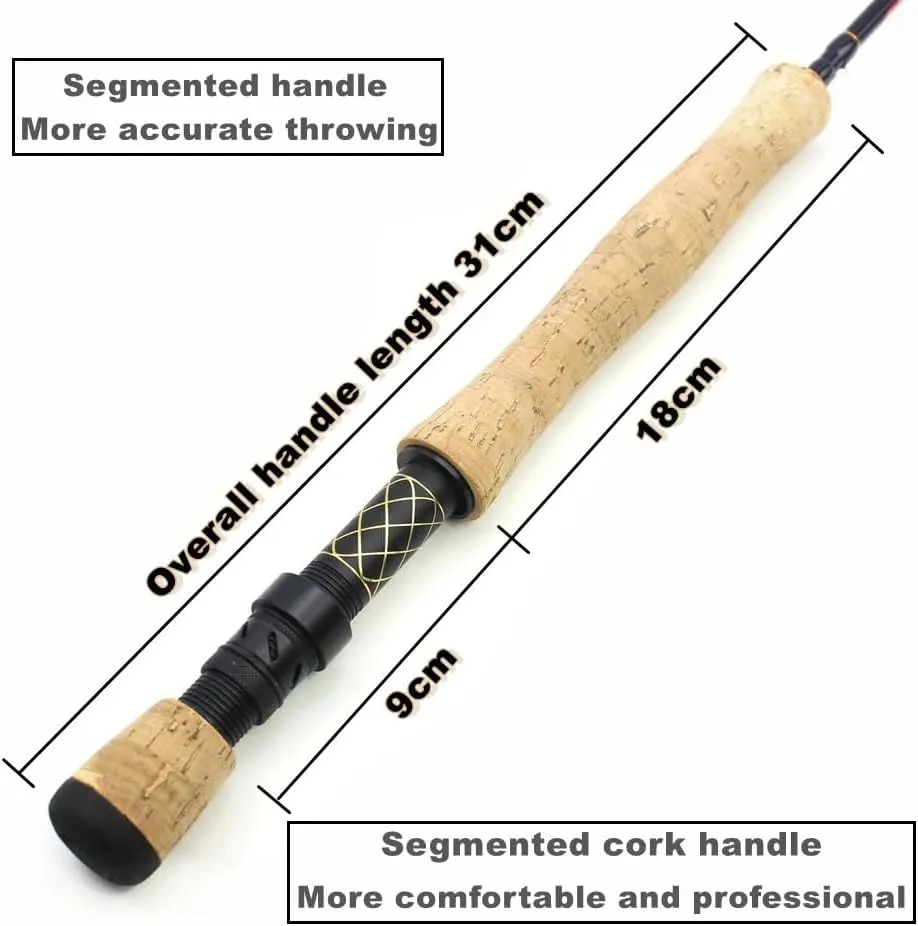 1.98M 2.1M 2.4M 2.7M Carbon 4 Sections Fly Fishing Rod LW 7/8 Fast Action Freshwater Fly Rods for Trout Salmon Fishing Portable Sea Pole