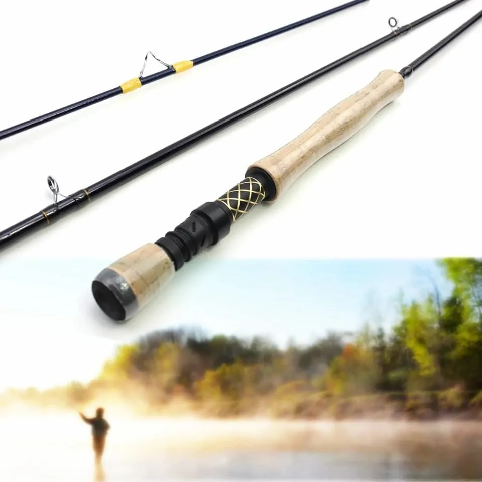1.98M 2.1M 2.4M 2.7M Carbon 4 Sections Fly Fishing Rod LW 7/8 Fast Action Freshwater Fly Rods for Trout Salmon Fishing Portable Sea Pole