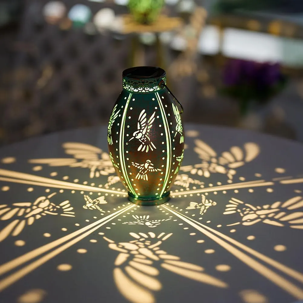 2 Pack Solar Lanterns Outdoor Waterproof Decorative Hummingbird Solar Lantern Lights Hanging for Outside Patio Tableto Garden Yard Lawn Decor, Gifts for Mom Grandma Woman