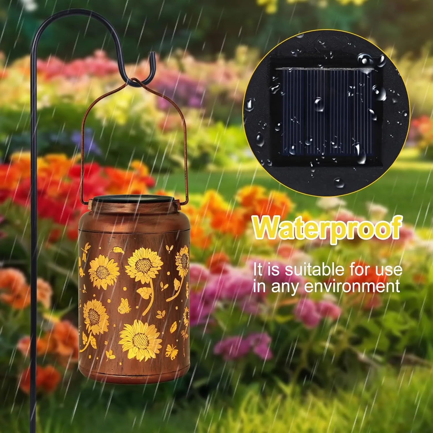 2 Pack Sunflower Solar Lanterns Outdoor Waterproof, Sunflower Teacher Appreciation Birthday Gifts for Women, Mothers Day Fathers Day Gifts for Dad Husband, Hanging Solar Lights Outdoor for Garden