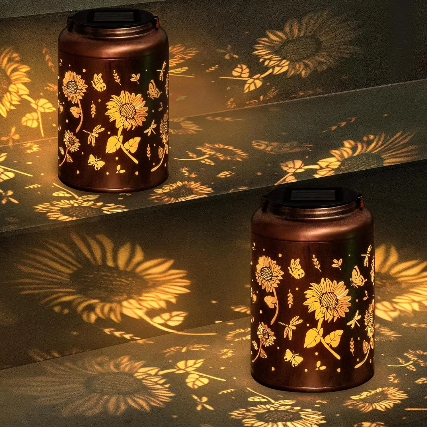 2 Pack Sunflower Solar Lanterns Outdoor Waterproof, Sunflower Teacher Appreciation Birthday Gifts for Women, Mothers Day Fathers Day Gifts for Dad Husband, Hanging Solar Lights Outdoor for Garden