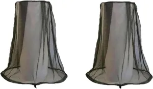 2 Pcs Mosquito Head Net Mesh, Face Neck Fly Netting Hood from Bugs Gnats Noseeums Screen Net Carry Bag for Outdoor Lover Black