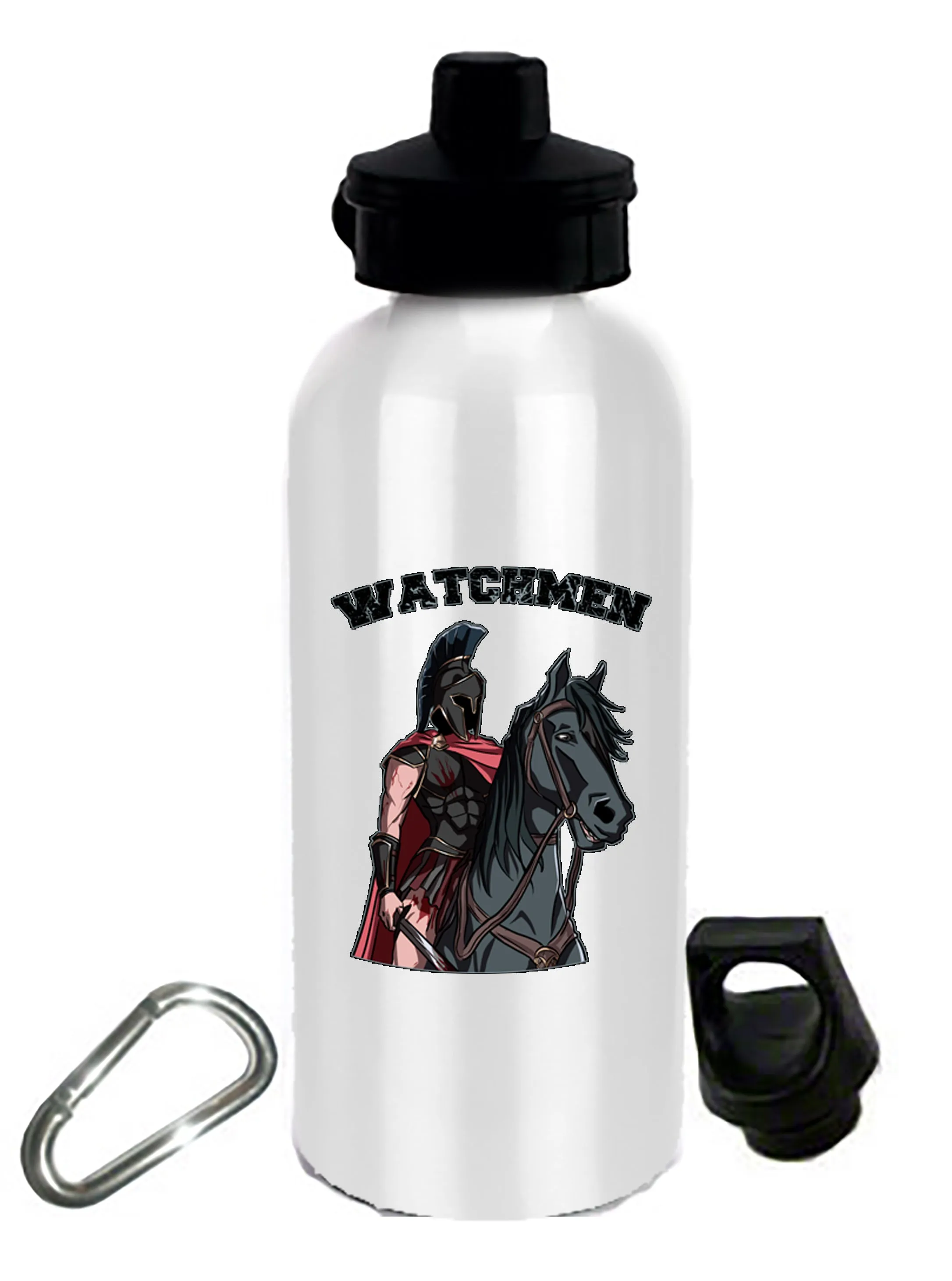 20 oz Stainless Steel Water Bottle with Stem/Straw Top and Spare Lid with Carabiner.