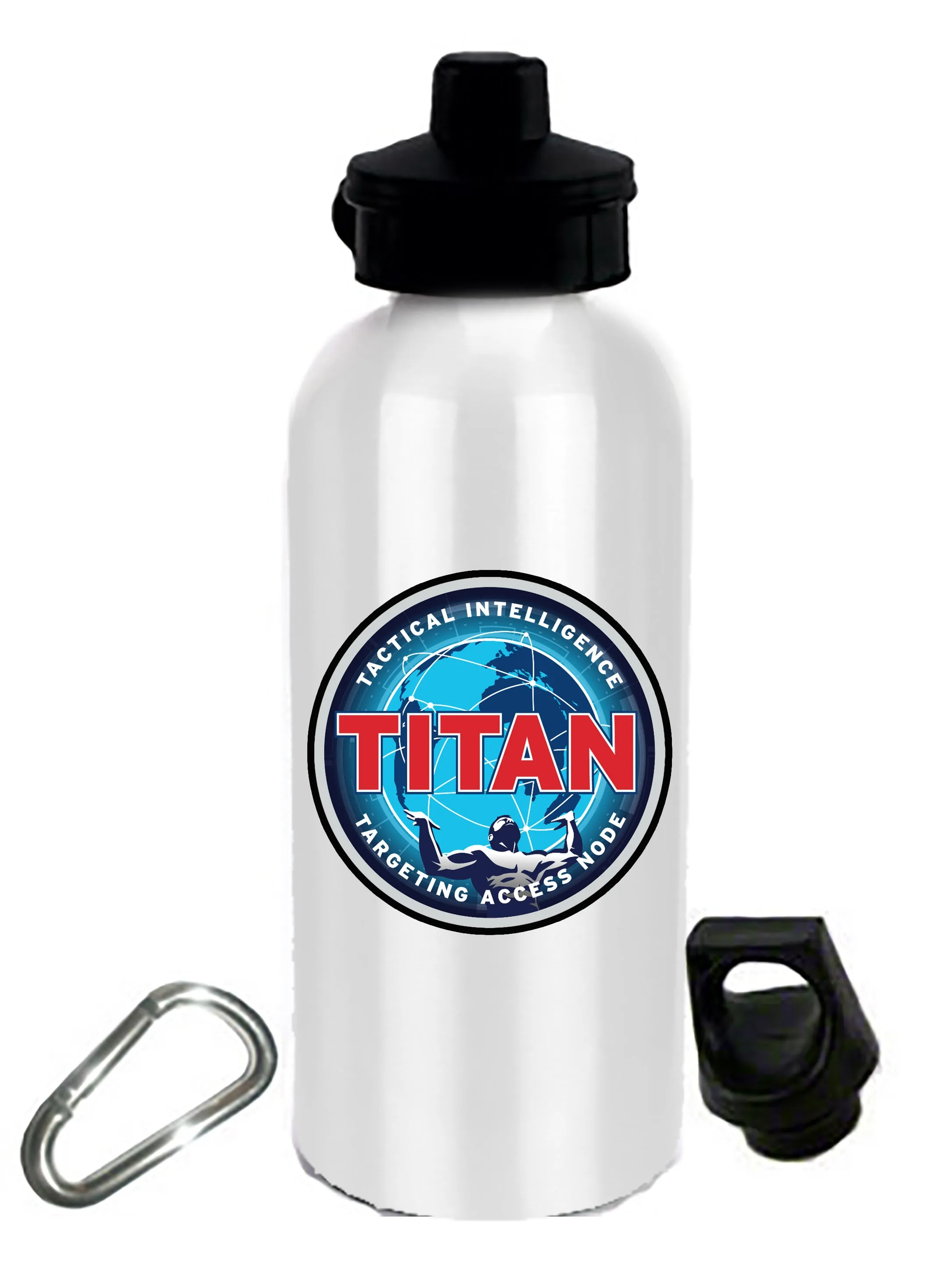 20 oz Stainless Steel Water Bottle with Stem/Straw Top and Spare Lid with Carabiner.