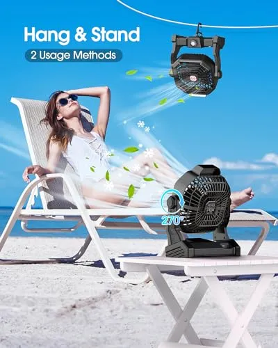20000mAh Solar Camping Fan,Solar Powered Fan & Led Lantern-Rechargeable Fan