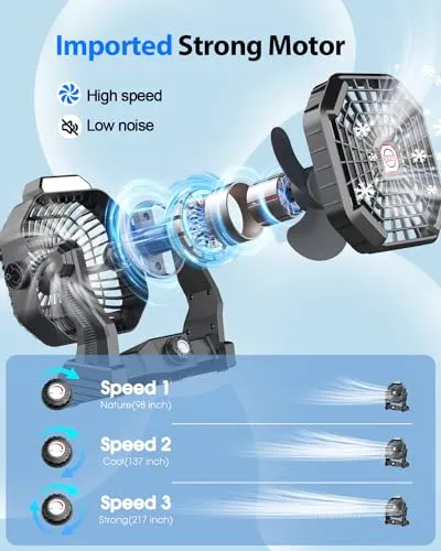 20000mAh Solar Camping Fan,Solar Powered Fan & Led Lantern-Rechargeable Fan