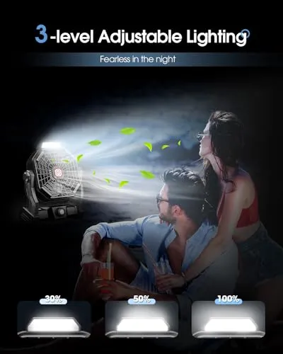 20000mAh Solar Camping Fan,Solar Powered Fan & Led Lantern-Rechargeable Fan