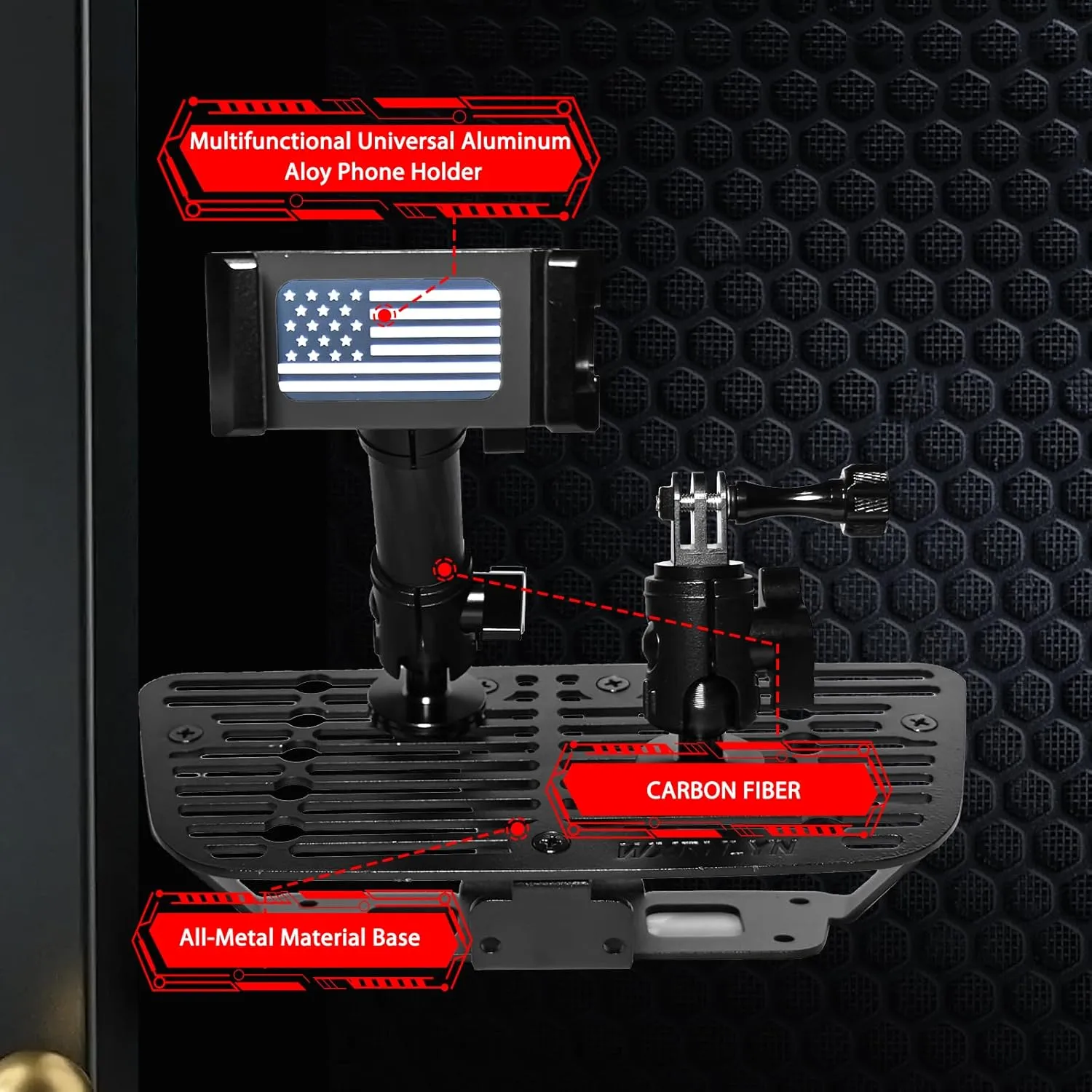 2011-2018 Wrangler JK Pure Metal Dash Phone Mount Phone Holder for 2011-2018 J eep Wrangler JL Metal Dash Platform Go P ro Phone Mount 2024 Wrangler Cell Phone Holder