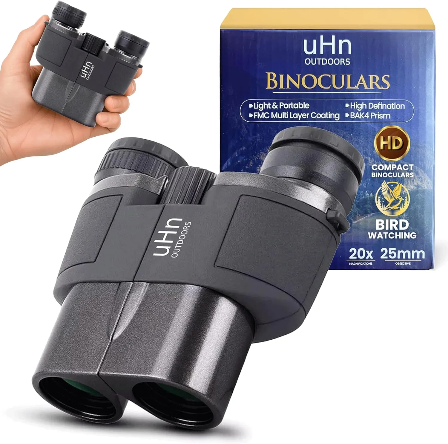 20x25 High Powered, HD Compact Binoculars for Adults and Kids, Unique Diopter Adjustment Feature, FMC Multi-Layer Coating, Perfect for Bird Watching, Hiking, Sightseeing & Live Events