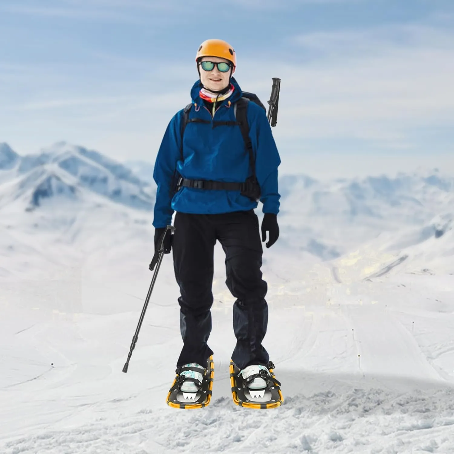 21/25 in Snowshoes & Adjustable Trekking Poles Bundle for Men Women Youth Kids, Light Weight Aluminum Terrain Snowshoes with Adjustable Binding, Carry Bag, Snowshoes Set