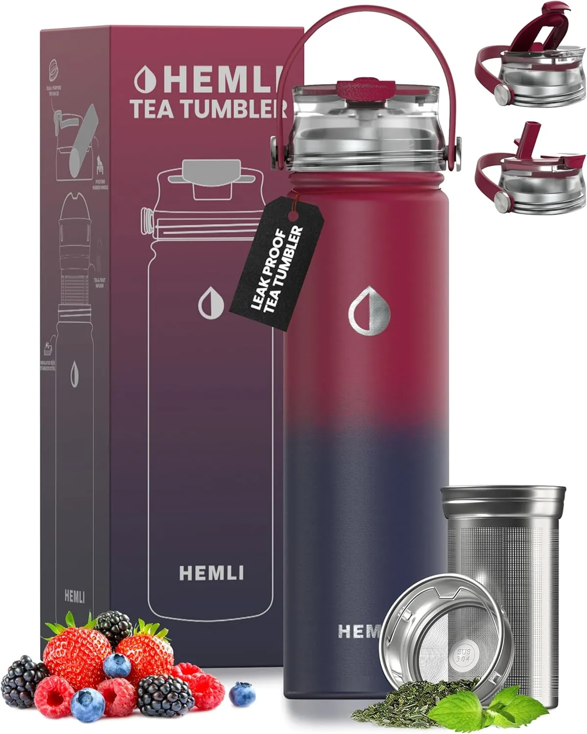 22 ozInsulated Tea Tumbler Bottle with Infuser, Travel Mug