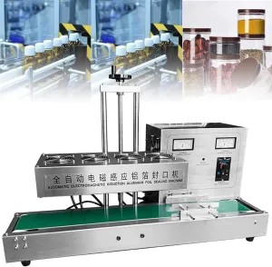 2200W Automatic Aluminum Foil Sealing Machine Continuous Electromagnetic Induction Band Bag Sealer Plastic Bottle Cap Sealer Auto Continuous Sealing Machine,Diameter15-60mm