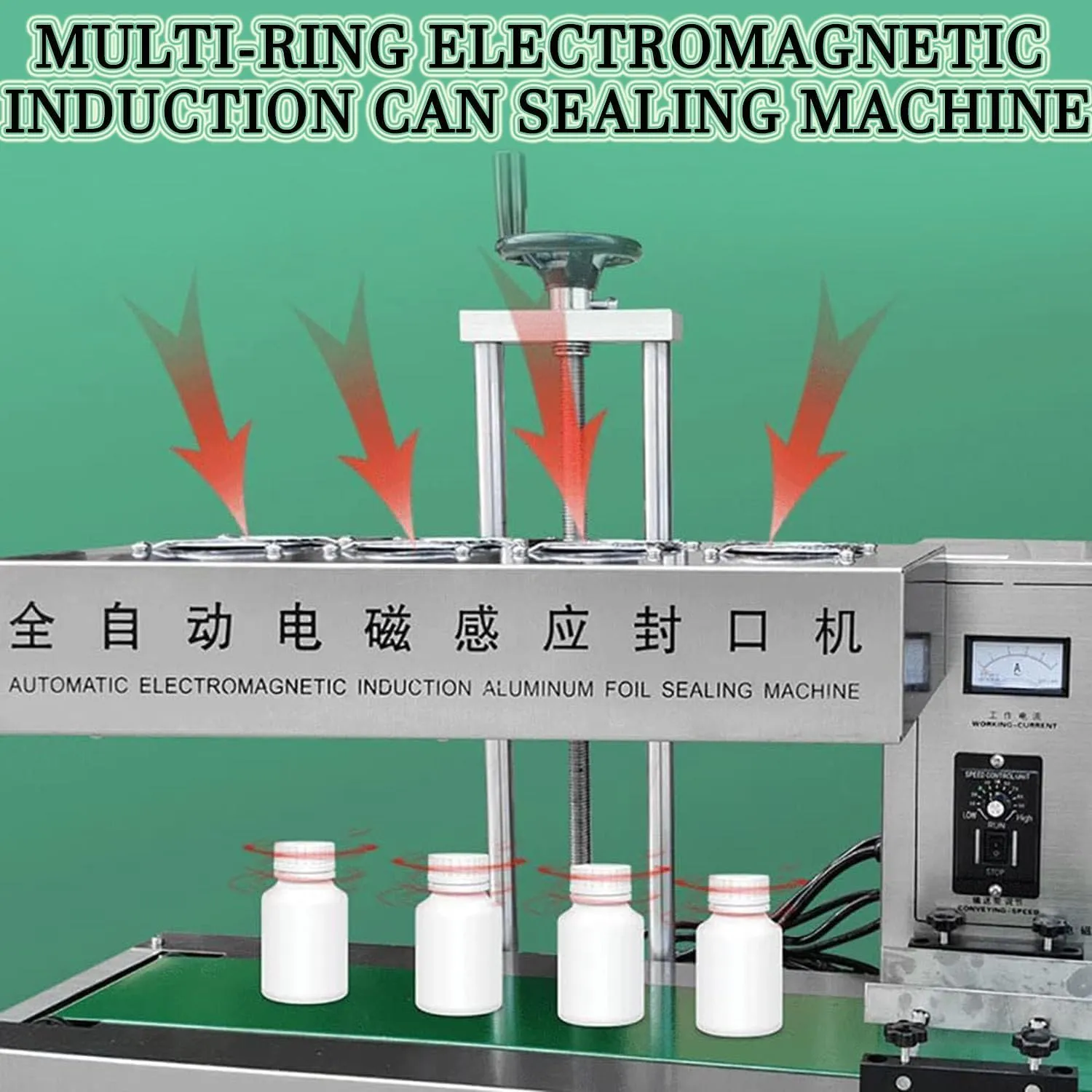2200w Automatic Aluminum Foil Sealing Machine,Electromagnetic Induction Band Bag Sealer,Continuous Sealing Machine,Plastic Bottle Cap Sealer(85mm)